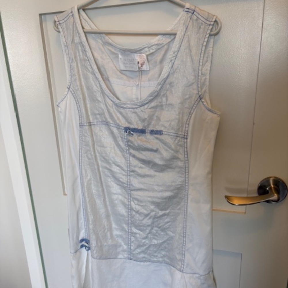 ELISA CAVALETTI by Daniela Dallavalle Bianco sz S short slip dress white silver